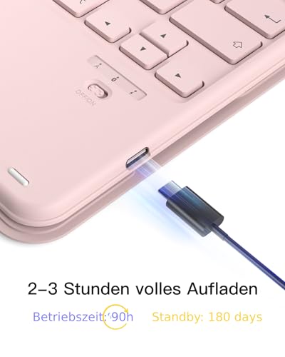 Inateck iPad 10 Generation Hülle mit Tastatur, für iPad 11 Gen. A16 2025 11 Zoll, Air 11 Zoll M3/M2 (2025/2024),Air 5/4, Pro 11 4/3/2/1,mit Touchpad und Stifthalter, Abnehmbar,QWERTZ,Classic N0001 6