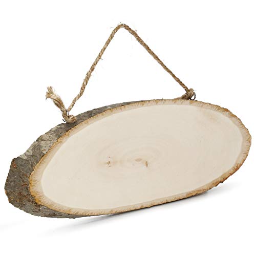 Image of Itsy Bitsy Wooden Natural Bark Oval with Rope Handles L9 x W26cm | Small Rustic Base for DIY Crafts, Gift Hampers, Decoration, Floral Styling & Home Display