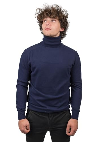 Dalle Piane Cashmere - Jersey de cuello alto de cachemira mixta, fabricado en Italia - Hombre, azul, XXL