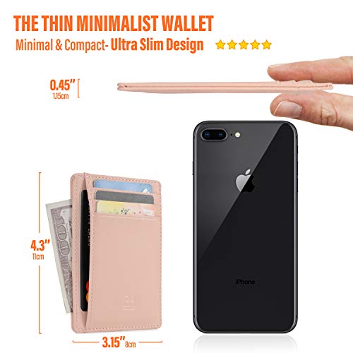 Image of GH GOLD HORSE Slim RFID Blocking Card Holder Minimalist Leather Front Pocket Wallet for Women | Slim