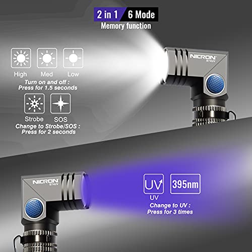 NICRON B74T LED Twist Flashlght 700 Lumens with Red Light Magnetic Rechargeable Waterproof for Fishing Night Walking (matt Grey)