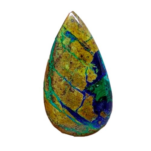 Azurite malachite naturelle en cabochon poire 58x31mm pour création de bijoux