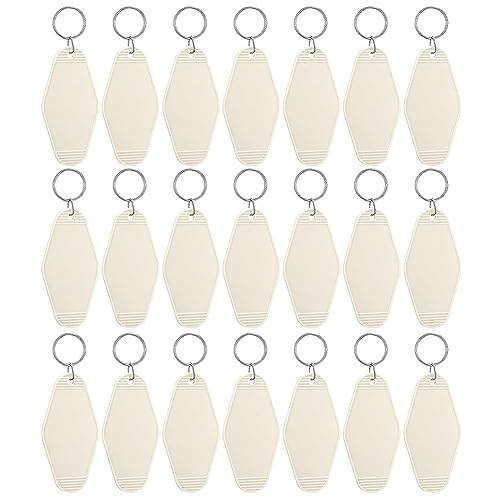 Evvmnaks 24 Pièces Bricolage Porte-Clés D'Hôtel Vierges par Transfert de Chaleur Porte-Clés Vierges par Sublimation en Vrac (Beige)