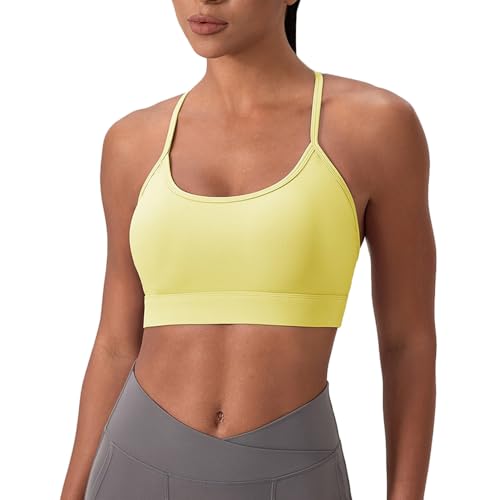 NCTCITY Sujetador Deportivo Mujer Alto Impacto Cuello en U Crop Tops Y-Back Bra Deporte con Almohadillas Extraíbles y Tirantes Finos Ajustables para Yoga Bailar Gimnasia Fitness