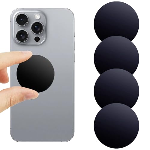 Hao Zhu 3M Adhesive 4 Packs Thin Metal Plate For Magnetic Car Phone Holder,Replacement Accessory Kit,for Phone Magnetic Car Holder,（Round）