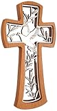 Kaltner Präsente Geschenkidee - Wandkreuz Echtholz Kreuz Kruzifix modern/Holz Buche/Taube Friedenstaube (Höhe 20 cm)