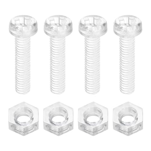 uxcell 50 Sets Clear Acrylic Screws and Nuts Kit, M2.5 x 12mm PC Transparent Round Head Phillips Bolts with Hex Nuts, Bolts and Nuts Kit for Machine Electronic Equipment DIY Crafts