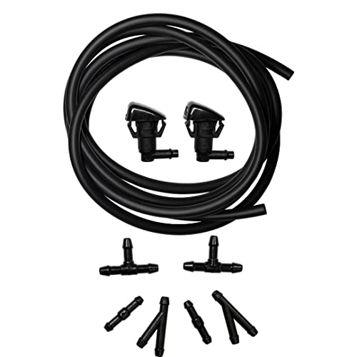 Windshield Washer Fluid Hose & 2 Pcs Hood Nozzle Sprayer kit, Compatible with Jeep Grand Cherokee 2011-2023 & Dodge Durango 2011-2023 –Replaces OEM # 68260443AA, 55372143AB, 68269108AA
