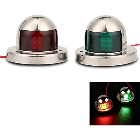 Youngine LED Navigation Bow Light Stainless Steel 12V Marine Boat Yacht Light Sailing Signal Lamp, Red & Green Cover