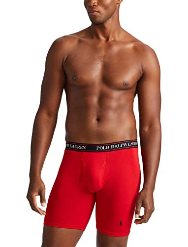 POLO RALPH LAUREN Men's Stretch Classic Fit Boxer Briefs, Trunks & Long Leg Available, 3-Pack, Red/Charcoal Heather Stripe/Charcoal Heather-3 Pack, Small2
