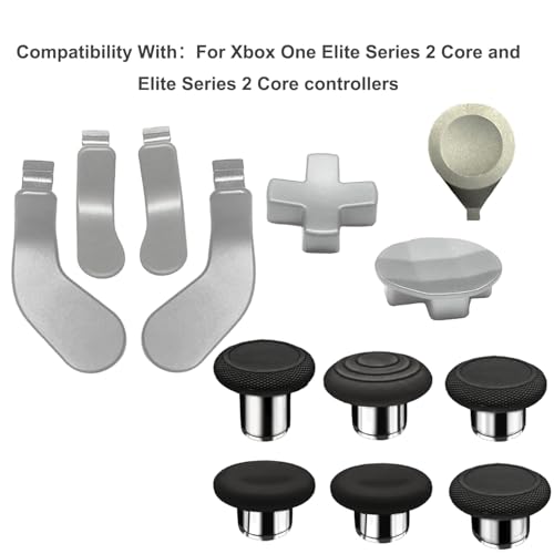 Image of 13 in1 Metal Thumbsticks Accessories for Xbox Elite Controller Series 2 Core, Replacement Paddles Parts Repair Kit for Elite Series 2 Core Controller with 6 Swap Joystick, 4 Paddles,2 D-Pads,1 Tool(Silver) [video game]