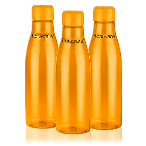 Image of Floraware Food Grade Premium Plastic Fridge Round Water Bottle, Drinking Bottle, 1000ml Pack of 8, Yellow