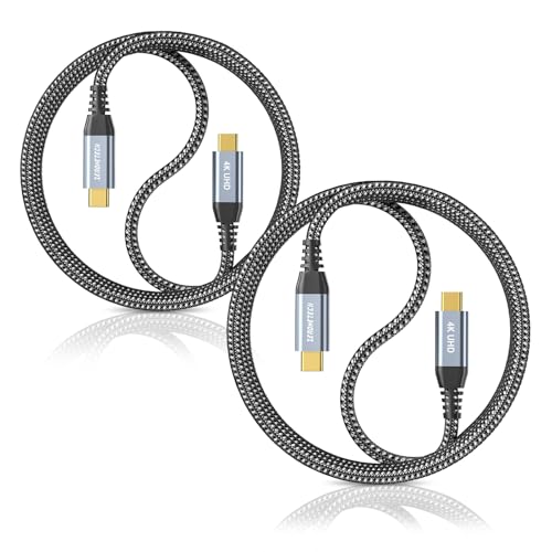 Image of ZeroneTeck [10ft 2-Pack Long USB C Monitor Cable, 4K@60Hz Video Output 100W PD Charging, 5Gbps Data Transfer, Long USB C 3.2 Gen 2x2 Cable for MacBook, iPad, Dell, LG, ARZOPA,KYY for Portable Monitor