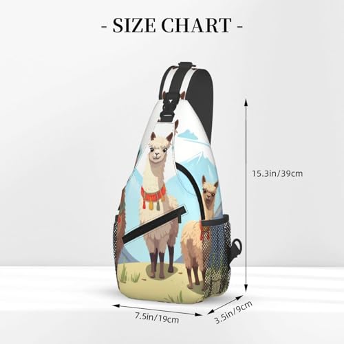 Bolso tipo sling para mujer y hombre con diseño de llama y alpaca miniatura 2