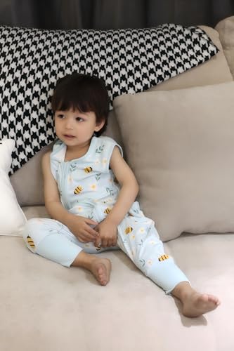 Image of Baby Sleep Sack with Feet 6-12 Months 0.5 Tog 95% Rayon from Bamboo 5% Spandex Breathable Sleep Sacks Baby Walker Quilted Wearable Blanket with Legs 2-Way Zipper Little bee