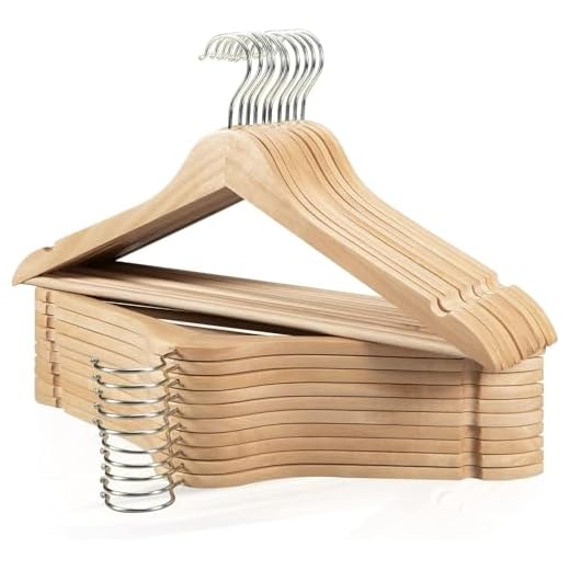Edergoo Wooden Hangers 20 Pack, Durable Wood Hangers with 360° Swivel Hook & Notches, Slim Coat Hanger Wooden for Shirt, Suit, Jacket, Dress, Natural