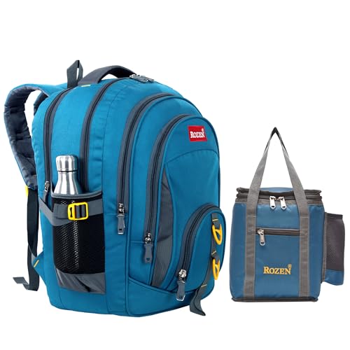 Image of ROZEN LARGE 50 LITERS COMBO SCHOOL & Lunch bag for Class 5-12 Large Multipurpose Backpack for Students, Water Resistant, Unisex Design, Stylish & Durable