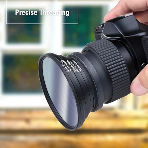 18-teiliges Filterring-Adapter-Set - 9X Step-Up-Ringe und 9X Step-Down-Ringe für Objektivfilter, Gegenlichtblenden und Objektivkonverter - Enthält 4X Mikrofasertücher (18x15 cm)