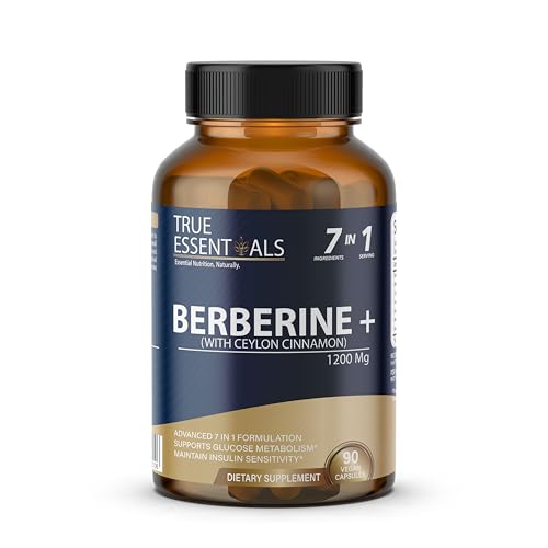 True Essential Berberine 1200mg| Advanced 7 in 1 Formulation, Supports Glucose Metabolism,Maintain Insulin Senstivity|90 Capsules- Pack of 1