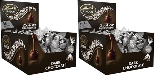 Image of Lindt LINDOR 60% Dark Chocolate Truffles, Dark Chocolate Candy with Smooth, Melting Truffle Center, 25.4 oz., 60 Count (Pack of 2)