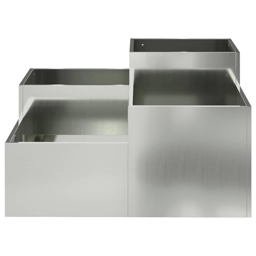 Pflanzkübel Silber 80 x 80 x 48 cm aus verzinktem Stahl, Moderne Form, robuster Blumentopf groß für Garten, Terrasse und Balkon