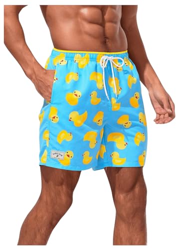 Floerns Men's Swim Trunk Cartoon Print Beach Quick Dry Board Shorts with Pockets4