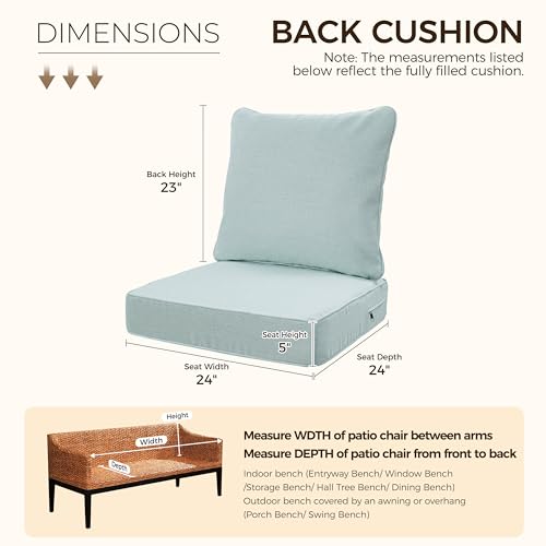 Image of Art Leon Waterproof Outdoor Seat Cushion 24 inchx 24 inch 30D High Density Foam Patio Chair Cushions with Non-Slip Backing Patio Cushions for Patio Furniture Porch Swing Garden Bench Camping Stadium Grey