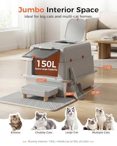 Caja sanitaria de acero inoxidable para gatos XXL con tapa miniatura 2