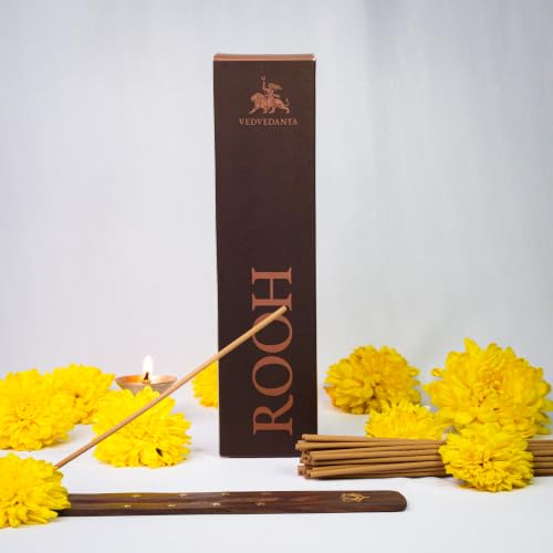 Image of Rooh Luxury Incense Sticks | 60 Bambooless Incense Sticks | Pure Sheesham Wood Stand | Long Lasting Fragrance | Complete Sensory Journey | Ethically Crafted | Pack of 4