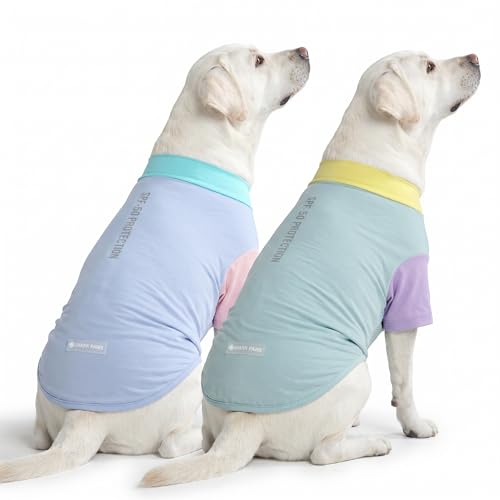 Spark Paws Sunblock Dog T-Shirt SPF30 Protection Lightweight Breathable Quick Dry for Dogs with Sensitive Skin - Breeze & Sorbet (Set of 2) - Size 2XL