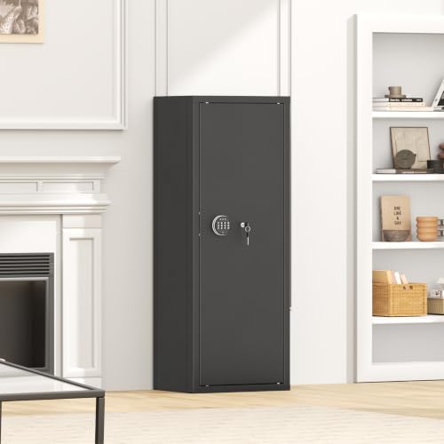 Image of INTERGREAT 12-15 Gun Safe, Large Gun Safe for Rifles and Pistols, Quick Access Rifle Safe with 3 Removable Gun Racks and 4 Pistol Pockets, Digital Gun Cabinet with Dual Alarm and Sleep Mode
