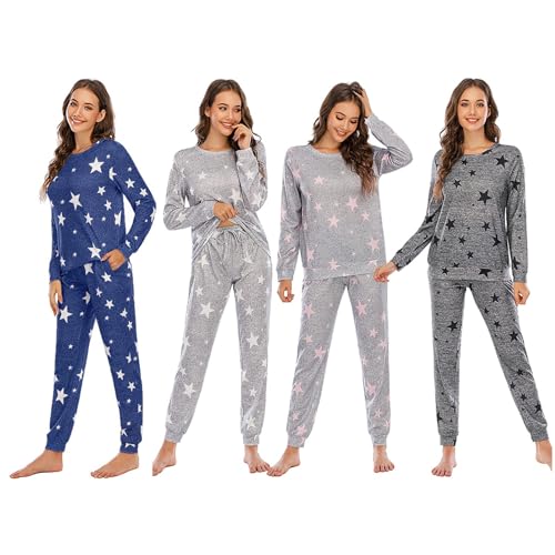 Ensemble pyjama motif étoilé avec pull manches longues et poches - 2