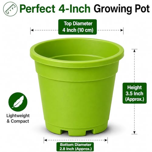 Image of Indian Gardens - 4 inch Indoor (Pack of 10) Plastic Small Colour pots | Plastic Plant Pot for Terrace Garden (Green)