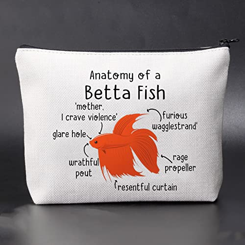 Betta Fish Cosmetic Bag Betta Fish Amante Regalo Anatomia di una Betta Fish Makeup Bag Betta Fish Mamma Regalo Pet Proprietario Regalo, Anatomia di una borsa per pesci Betta - Image 6