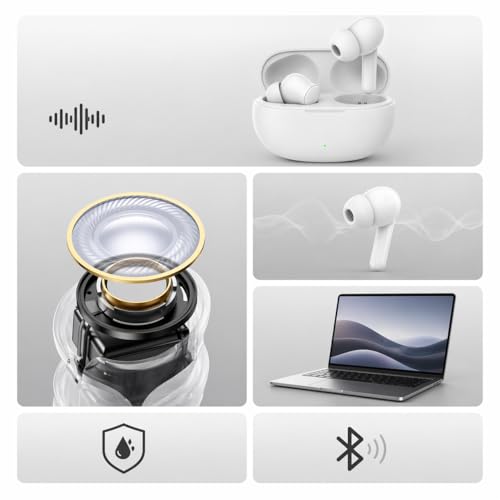 Image of Lynacz Original TWS Earbuds T200 Lite Compatible with Vivo, Oppo, Realme, iQOO with Hi-Res Sound Quality, Smart Touch Controls & Reliable Battery Life Support (Storm Grey)