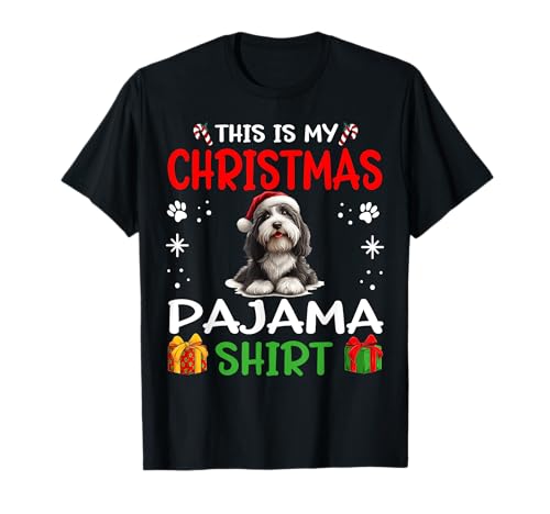 Camisón de perro Collie barbudo This is my Christmas Camiseta