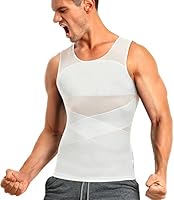 CHUMIAN Kompressions-Tanktop, Herren, Körper-Unterwäsche, Flacher Bauch, Herren, T-Shirt, Schlankheitsunterwäsche, weiß, M