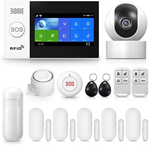 Home Security System, Wireless 4G WiFi Alarm System with 1080p Surveillance Camera, 4.3" Touch Screen Home Burglar Alarm Compatible with Alexa Google Home