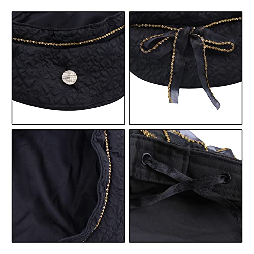 Mosstyus Womens Beret Hat French Style Beanie Cap Headwear For Party Club Dance Pleated Seersucker Berets Bow,Black #TOP4