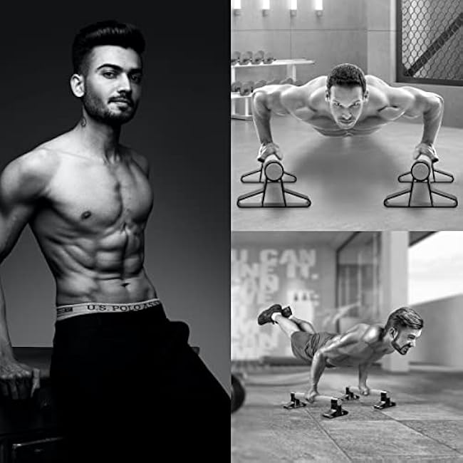 SELEWARE Wood push up bars Parallettes bars Anti-slip Handstand Bars for Calisthenics, Fitness, Floor workouts Solid Wood with Sturdy Metal Bracket, Support 600 lbs