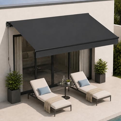 BelleMax Gelenkarmmarkise Markise 400x250cm Anthrazit Terrassenmarkise mit Handkurbel Einstellung(5-60) 280g/m Stoff mit PU Wasserdicht Sonnenmarkise inkl. Wandhalterung für Balkon Terrasse