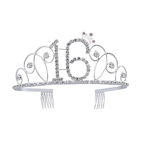 Losuya 16th Birthday Tiara Crown Crystal Princess Crowns Happy Birthday Hair Accessories Cover