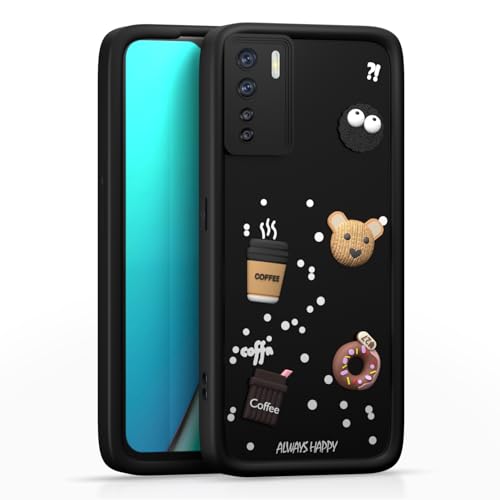 Image of Pikkme Back Cover for Oppo F15 | Cute Fun Cartoon 3D Bear Silicone Full Body Protection Bumper Case (Black)