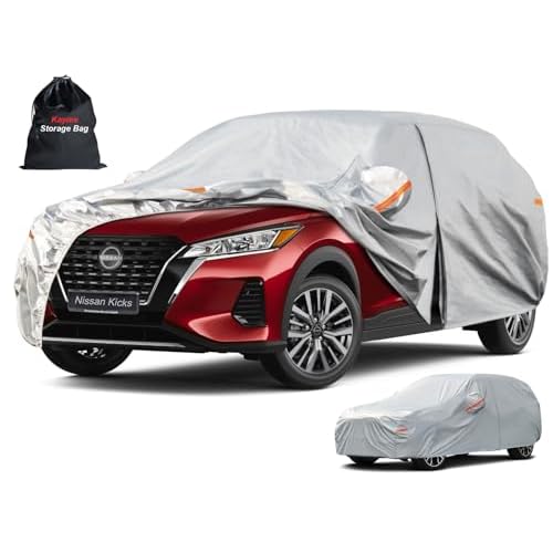 Kayme 6 Layers SUV Car Cover Custom Fit for Nissan Kicks (2017-2025) Waterproof All Weather for Automobiles, Outdoor Full Cover Rain Sun UV Protection.Silver LM-Silver 71. Custom Fit Nissan
