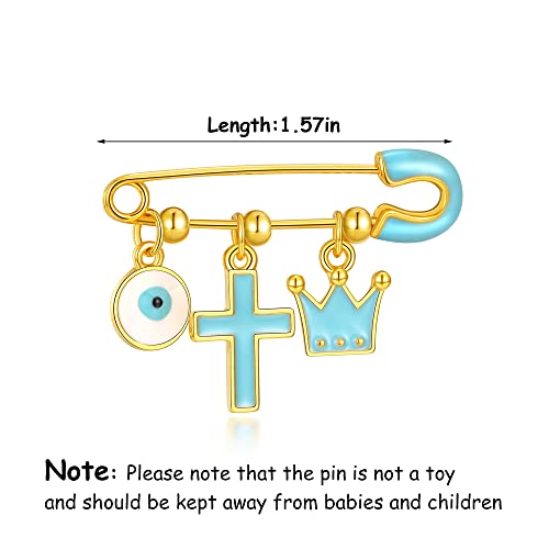Image of 18K Gold Plated Baby Evil Eye Pin Baby Protection Jewish Brooch Jewelry Diaper Stroller