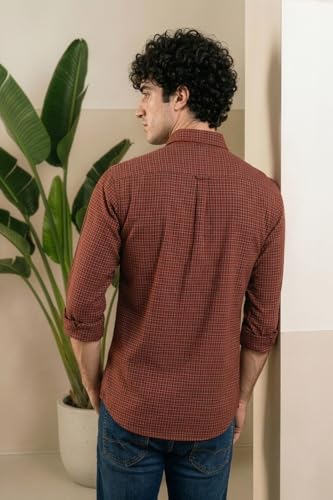Image of Louis Philippe Men's Slim Fit Premium Cotton Easy Care, Soft Handfeel Full Sleeve Checks Casual Shirt
