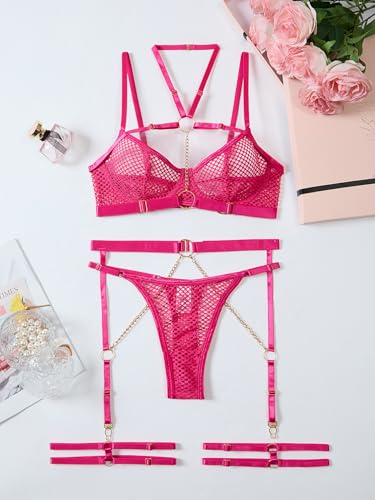 Image of Lilosy Sexy Pu Leather Strappy Underwire Garter Belt Lingerie Set