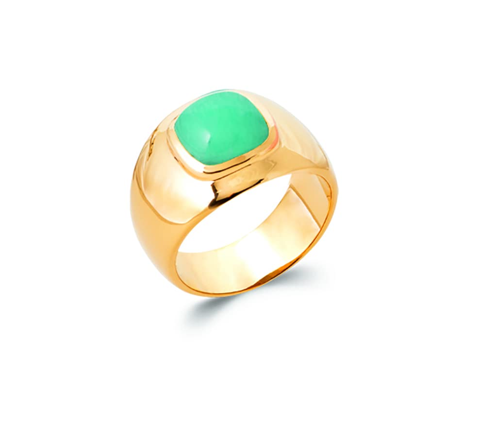 Bague plaqué or chevalière amazonite carré Tata Gisèle