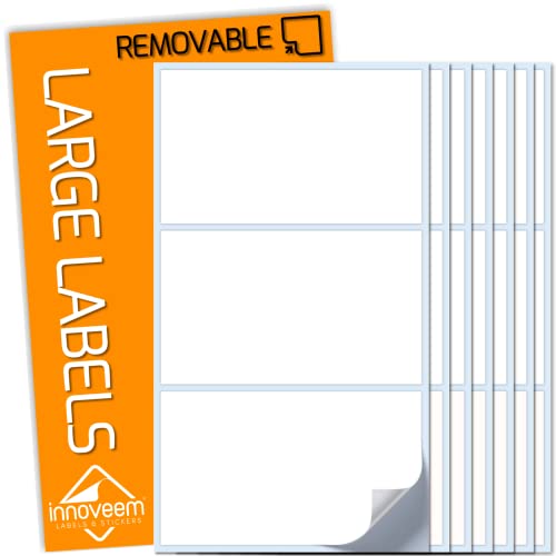 Large Labels for Storage Boxes - 45 Pack Large Sticky Labels, Waterproof, Removable, Easy Peel Off, Self Adhesive, Multipurpose, White Stickers, 102 x 62mm, Ideal for Moving & Organizing by Innoveem