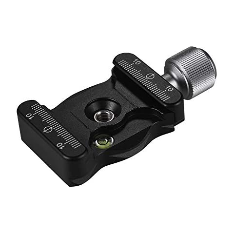 Aluminium Alloy Quick Release Clamp with 1/4 & 3/8 Inch Screw Mount Bubble Level for Ballhead Tripods Camera Accessories for Arca Swiss Benro Acratech Kirk Wimberley Gitzo Manfrotto RRS QR Plate Cover